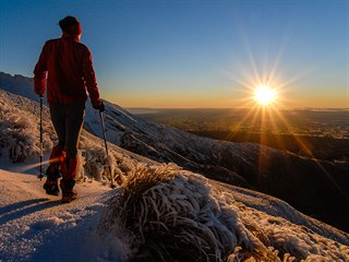 Mount Taranaki, Nový Zéland. Použitím vyššího clonového čísla zvýrazníte efekt...