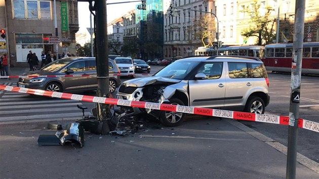 Pi nehod v ulici Sokolsk srazilo auto cyklistu (31.10.2018)