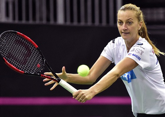 Tenistka Petra Kvitová pi tréninku ped finále Fed Cupu v Praze.