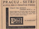 Reklama na obchodní dm Brouk+Babka v ostravských novinách z roku 1927.