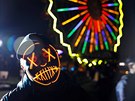 Halloween plný svtelných efekt proili lidé v zábavním parku v mongolském...
