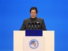 Pákistánský premiér Imrán Chán vystoupil na mezinárodní výstav v ínské...
