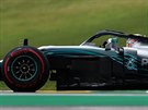 Lewis Hamilton z Mercedesu bhem tréninku na Velkou cenu Brazílie