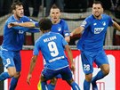 ESKÁ STOPA. Obránce Pavel Kadeábek (uprosted) slaví gól, kterým Hoffenheimu...
