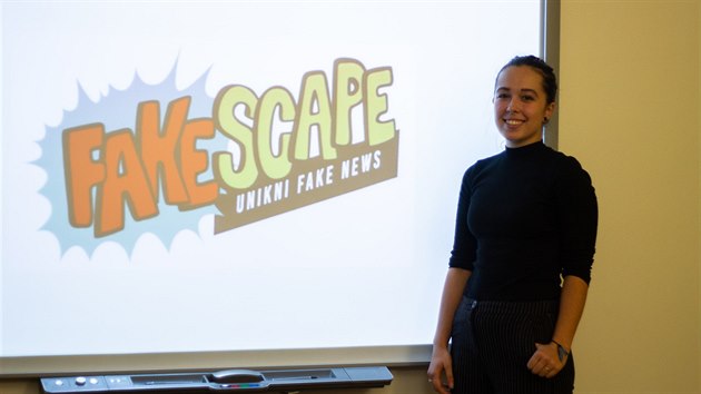 Julie Vinklová, vedoucí projektu Fakescape, kterou vymysleli studenti Masarykovy univerzity. (5. 11. 2018)