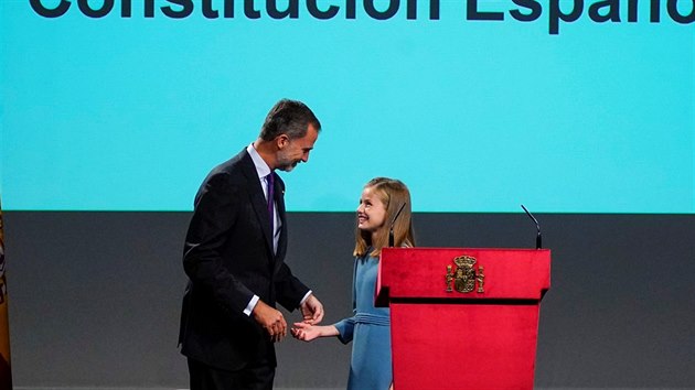 panlsk princezna Leonor peetla prvn lnek panlsk stavy (Madrid, 31. jna 2018).