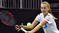 Tenistka Petra Kvitová při tréninku před finále Fed Cupu v Praze.