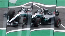 Lewis Hamilton z Mercedesu bhem tréninku na Velkou cenu Brazílie