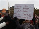 Lidé v Paíi protestovali proti návtv amerického prezidenta Donalda Trumpa....
