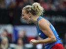 KIK. eská tenistka Kateina Siniaková slaví úspnou výmnu ve finále Fed...