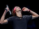 Alexander Zverev oslavuje vítzství nad Rogerem Federerem v semifinále Turnaje...