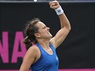 Barbora Strýcová slaví vítzný mí ve finále Fed Cupu