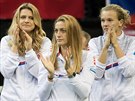 eské tenistky Lucie afáová, Petra Kvitová a Kateina Siniaková (zleva)...