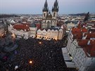 Protest proti premiéru Andreji Babiovi na Staromstském námstí v Praze.