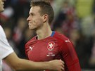 eský záloník Jakub Jankto se raduje z gólu v pípravném utkání v Polsku.
