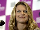 Tenistka Lucie afáová oznamuje na tiskové konferenci ped finále Fed Cupu v...