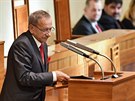 Senátor Jaroslav Kubera hovoí na ustavující schzi horní komory Parlamentu....