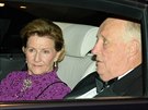 Norská královna Sonja a král Harald V. odjídjí z Buckinghamského paláce z...