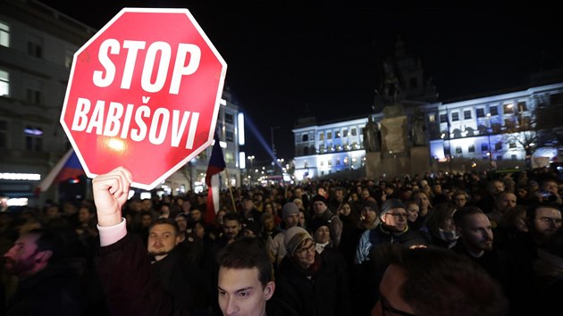 Demonstrace za demisi premira Andreje Babie na Vclavskm nmst v Praze....