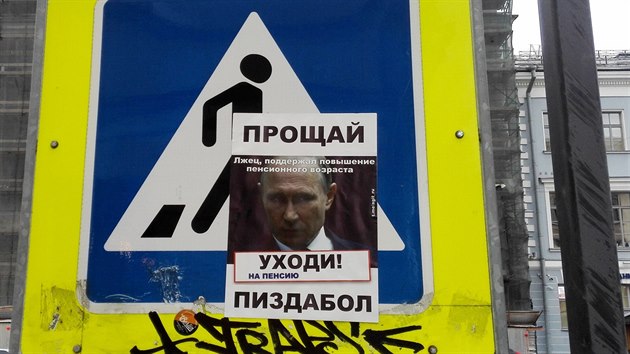 Rusov prostednictvm letk protestuj proti pozdjmu odchodu do dchodu.