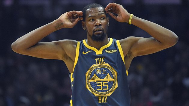 Kevin Durant z Golden State bhem zpasu s LA Clippers.