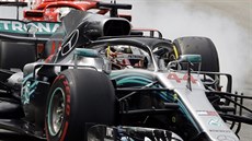 Lewis Hamilton z Mercedesu na trati Velké ceny Brazílie