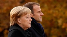 Odpoledne se Macron setkal s německou kancléřkou Angelou Merkelovou v Compiegne...