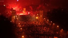 Statisíce lidí oslavily v Polsku den nezávislosti pochodem (11. 11. 2018).