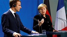 Francouzský prezident Macron a německá kancléřka Merkelová