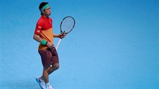 Japonský tenista Kei Niikori¨v duelu s Kevinem Andersonem z USA.Reuters/Andrew...