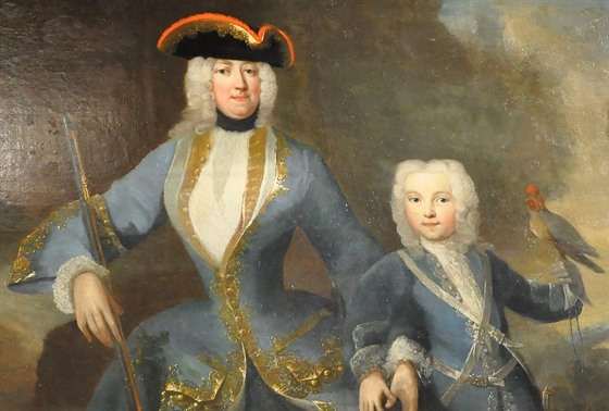 Eleonora Amálie ze Schwarzenbergu na dobovém portrétu se synem Josefem Adamem z...