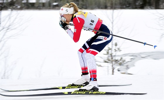 Norská bkyn na lyích Therese Johaugová na trati klasické desítky v Ruce