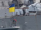 Ukrajinské lod v pístavu Odsa v erném moi (26.11.2018)