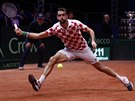 Marin ili z Chorvatska bhem finále Davis cupu proti Francii.