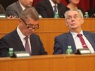Prezident Milo Zeman a premiér Andrej Babi na velitelském shromádní Armády...