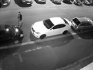 Kamera zachytila vandala pi nien zaparkovanho auta v ikov ulici v Plzni....