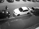 Kamera zachytila vandala pi nien zaparkovanho auta v ikov ulici v Plzni....