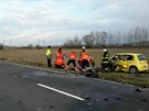 Na silnici z Chomoutova do Povic na Olomoucku se srazila dv osobn auta,...