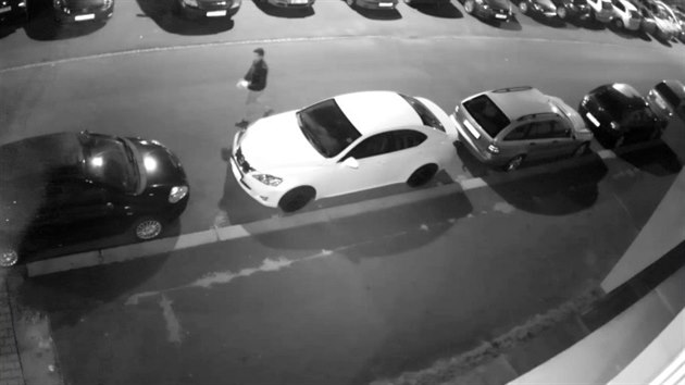 Kamera zachytila vandala pi nien zaparkovanho auta v ikov ulici v Plzni.