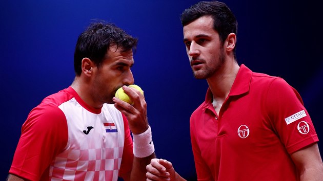 Finle Davis Cupu, mluv spolu Chorvati Ivan Dodig a Mate Pavic.