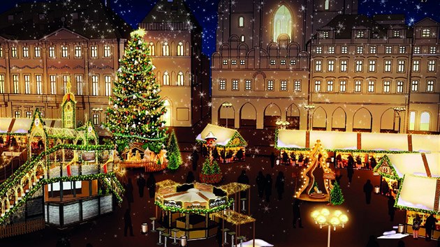 Letošní podoba vánočních trhů na Staroměstském a Václavském náměstí se inspiruje českými pohádkami, zejména pohádkou O Popelce.