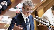 Premiér Andrej Babiš hovoří na jednání Poslanecké sněmovny o nedůvěře vládě...
