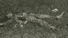 Jeden ze zabitých voják pi ostrých bojích v závru druhé svtové války v...