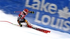 Ester Ledecká v tréninkovém sjezdu v Lake Louise.