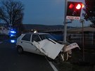 Snmek z nehody na elezninm pejezdu v obci Vikovice na umpersku....