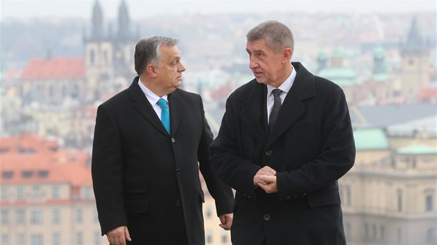 Český premiér Andrej Babiš přivítal v Kramářově vile svůj maďarský protějšek Viktora Orbána. (30. listopadu 2018)