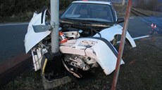 Snímek z nehody na �elezni�ním p�ejezdu v obci Viký�ovice na �umpersku....