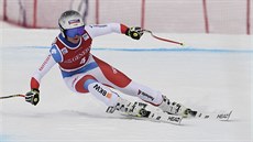 Corinne Suterová ze výcarska bojuje se sjezdovkou v Lake Louise.