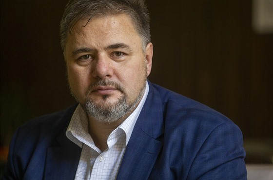 Ukrajinský noviná Ruslan Kocaba pi rozhovoru pro MF DNES
