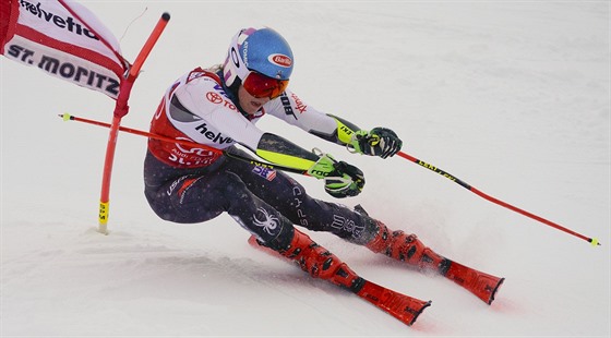Mikaela Shiffrinová ve slalomu ve Svatém Moici.